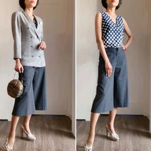 BCBGMAXAZRIA Charcoal Heather Wool Wide Leg Culottes Dress Capri